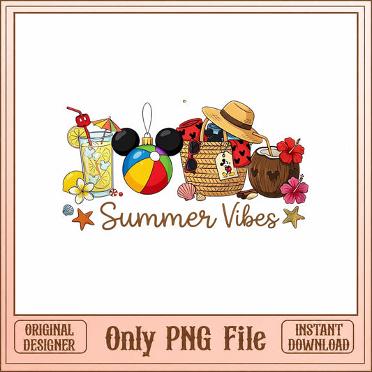 Mickey Mouse Summer Vibes PNG, Disney Beach Vacation, PNG File
