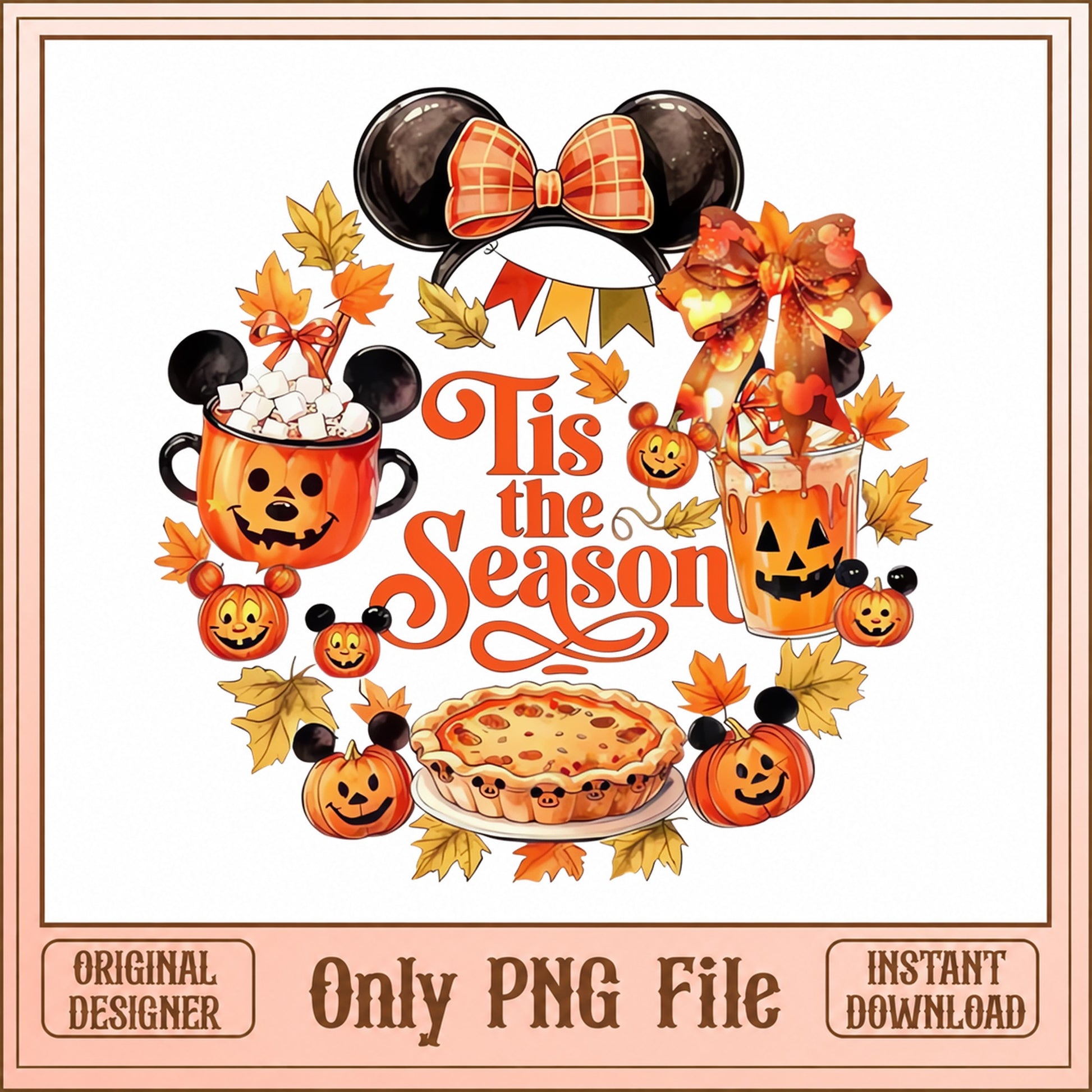 Mickey Mouse Tis The Season PNG, Fall Thanksgiving Halloween, PNG
