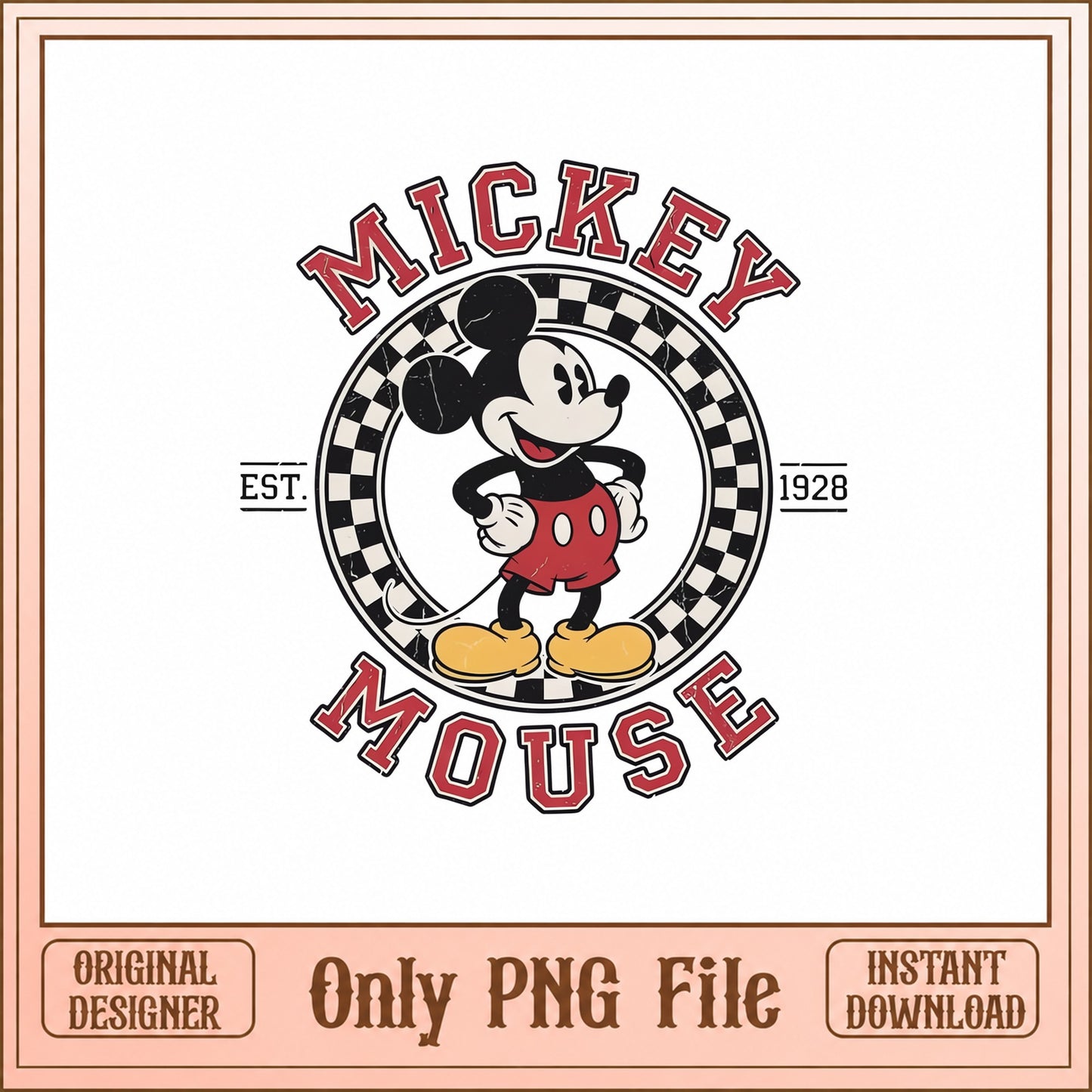 Mickey Mouse Vintage Logo PNG, Disney Retro Design, PNG File