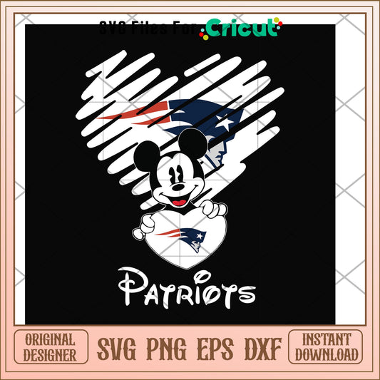 Mickey Patriots heart shape svg, mickey svg, new nfl svg