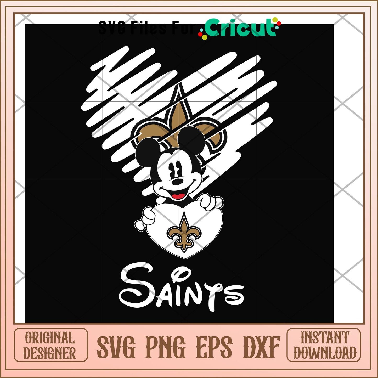 Mickey Saints heart shape svg, mickey svg, new nfl svg