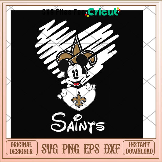 Mickey Saints heart shape svg, mickey svg, new nfl svg