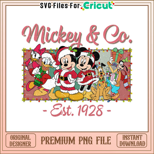 Mickey & co est 1928 christmas png, mickey mouse and minnie mouse png