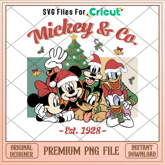 Mickey & co est 1928 christmas png, mickey png, christmas png