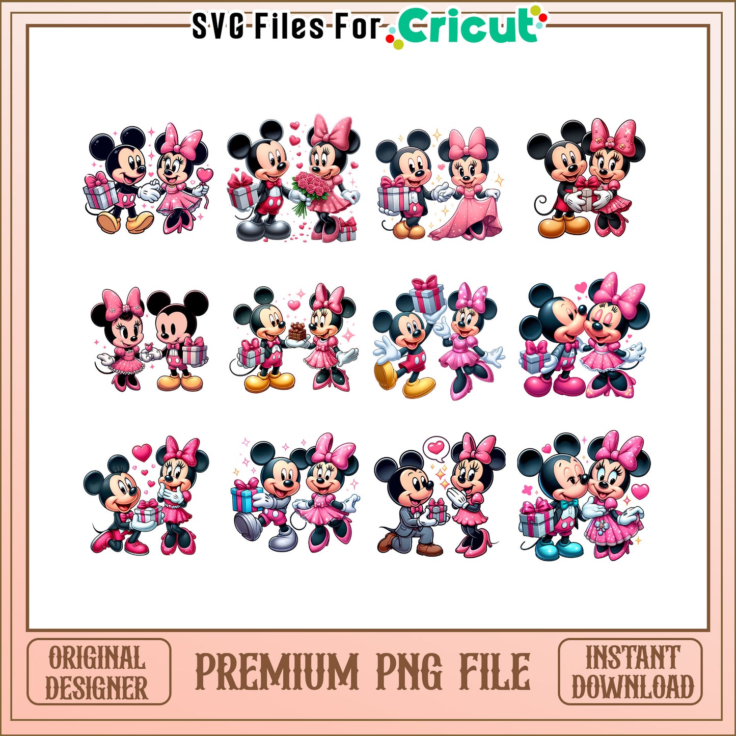 Mickey minnie with presents bundle png, mickey and minnie valentines day png