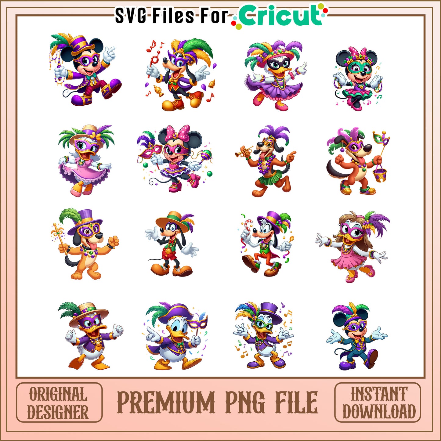 Disney mickey friends mardi gras bundle png, mardi gras disney​ png