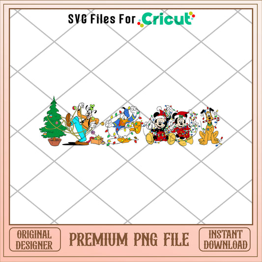Mickey and friends and christmas tree png, mickey png, christmas png