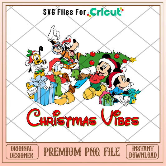 Mickey and friends christmas vibes png, mickey png, christmas png