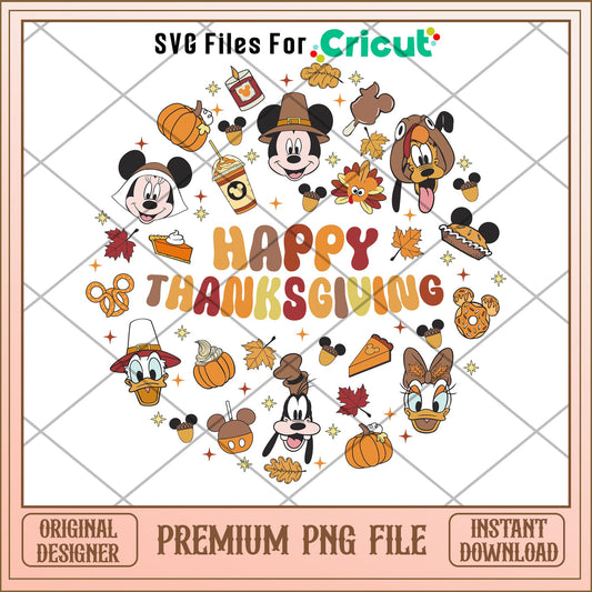 Mickey and friends happy thanksgiving png, mickey png, halloween png