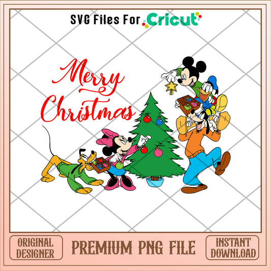 Mickey and friends marry christmas png, mickey png, christmas png