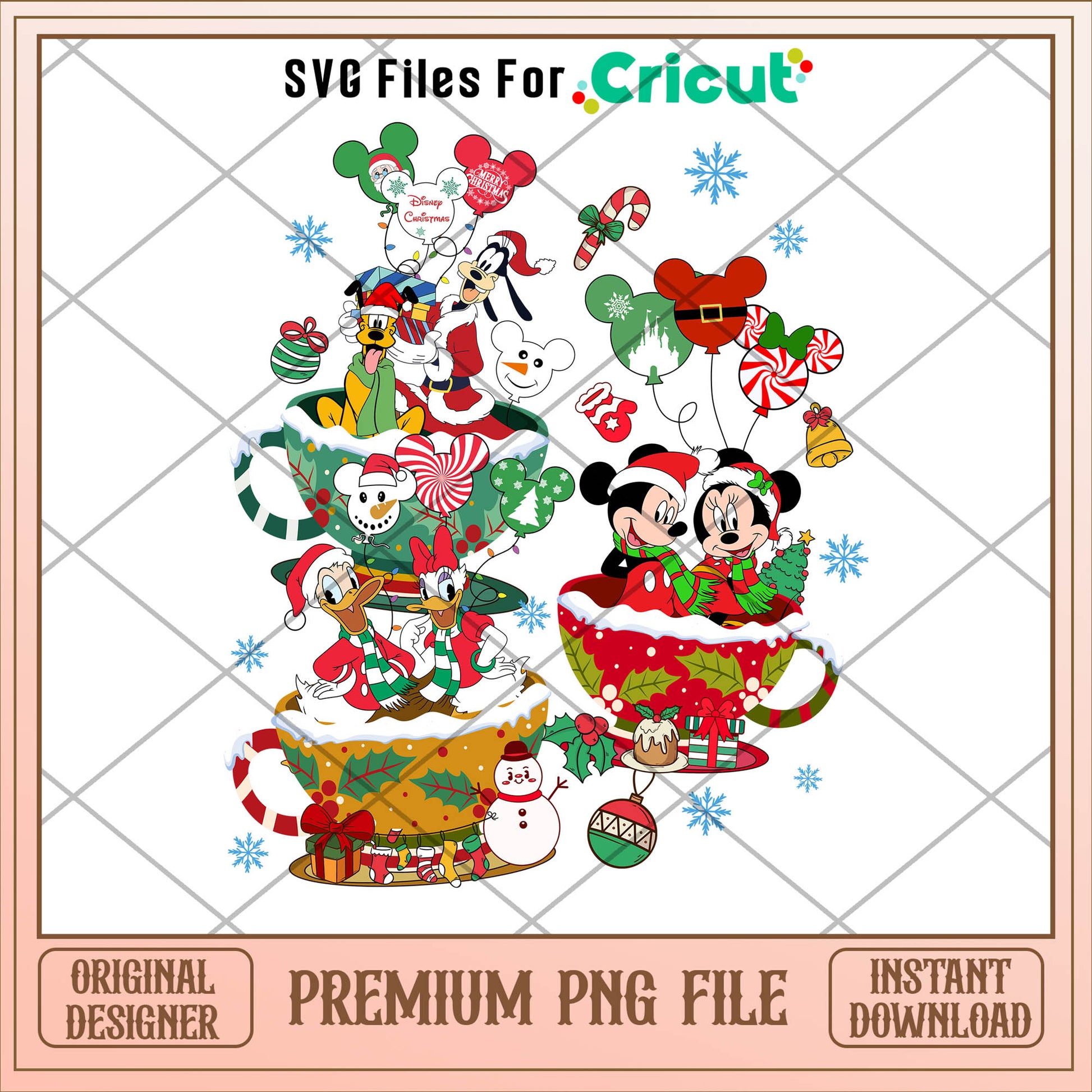 Mickey and friends tea cup png, mickey png, christmas png