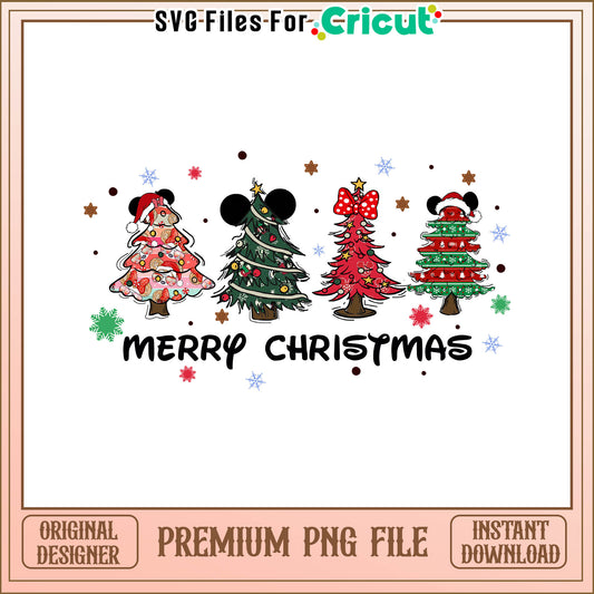Mickey and minnie  merry christmas png, mickey hat decor christmas tree png