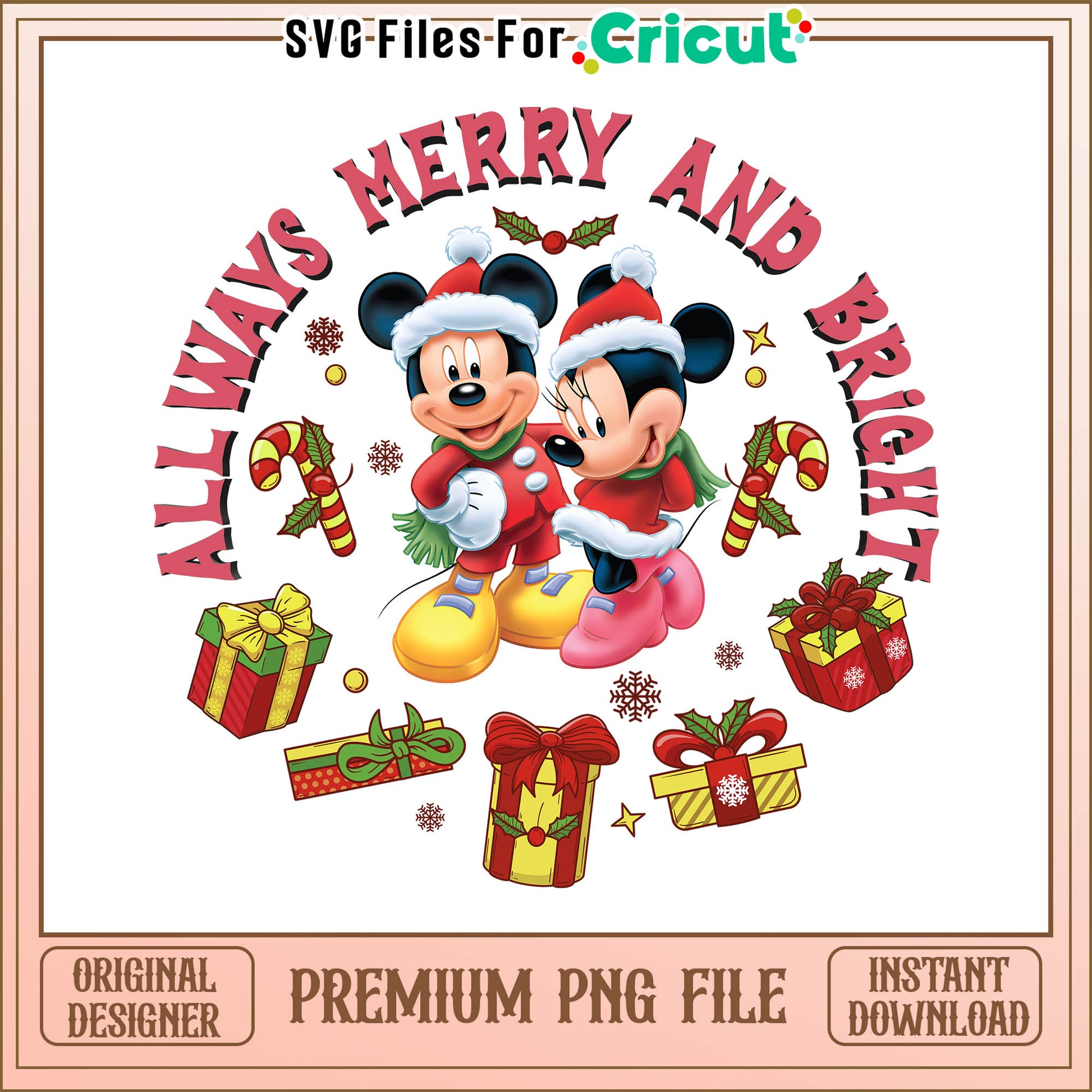Mickey and minnie all ways merry and bright png, mickey and Minnie Christmas png