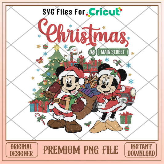 Mickey and minnie christmas main street png, mickey png, christmas png