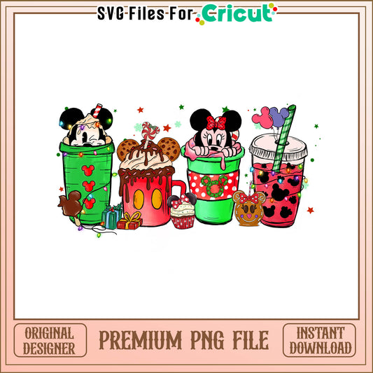 Mickey and minnie coffee cup png, disney design coffee cup png