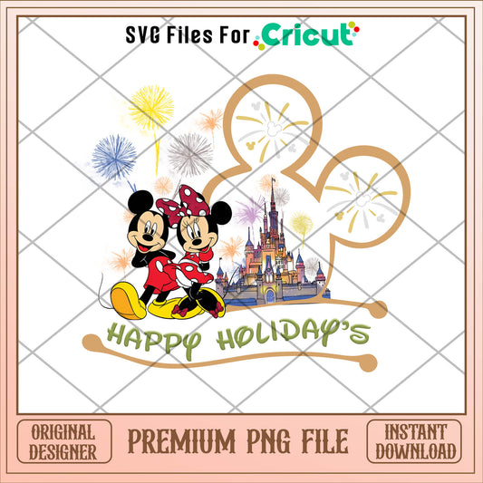 Mickey and mminie happy holiday's png, mickey png, christmas png