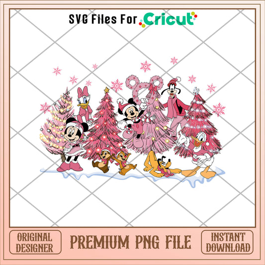 Mickey and pink christmas tree png, mickey png, christmas png