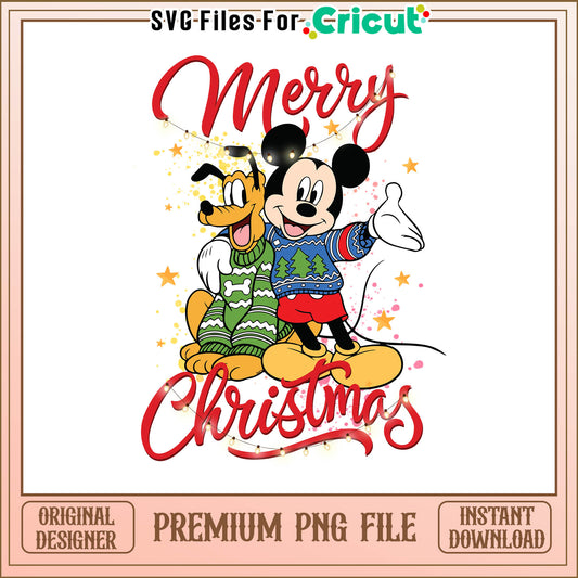 Mickey and pluto merry christmas png, mickey mouse and pluto png