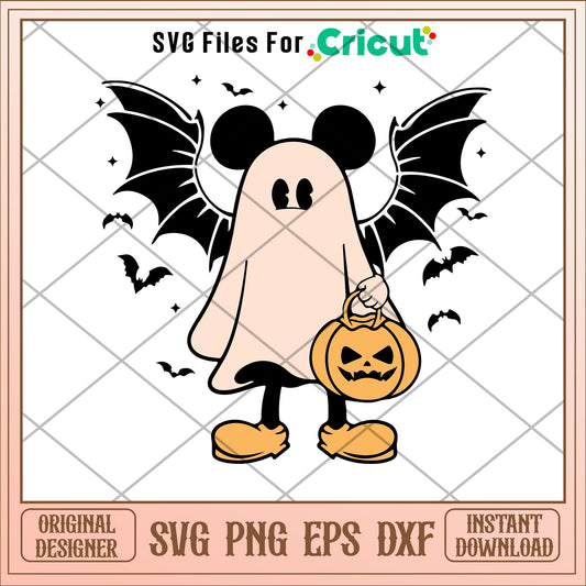 Mickey cosplay ghost bad wing svg, mickey svg, halloween svg