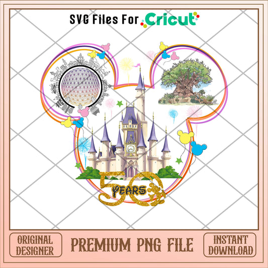 Mickey disney castle 50 years png, mickey png, christmas png