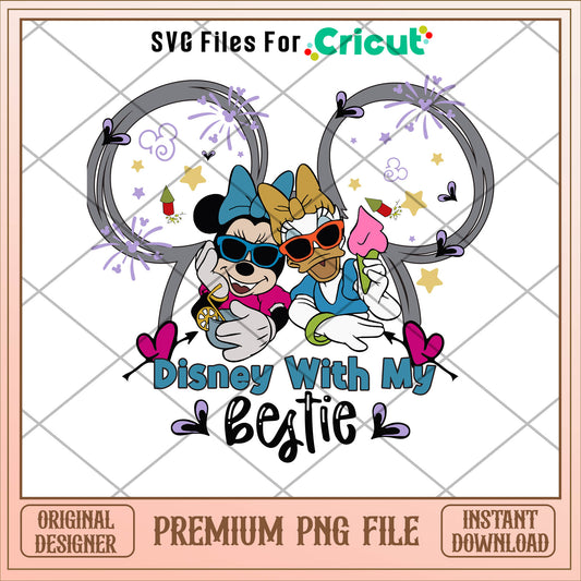 Mickey disney with bestie png, mickey png, christmas png