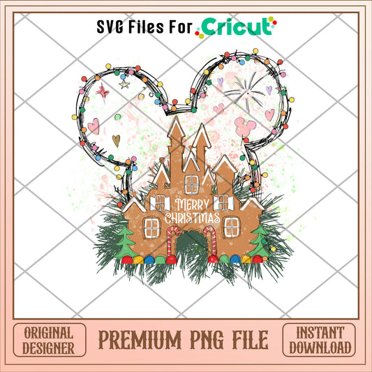 Mickey gingerbread house png, mickey png, christmas png