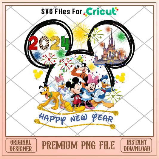 Mickey happy new year png, mickey png, christmas png