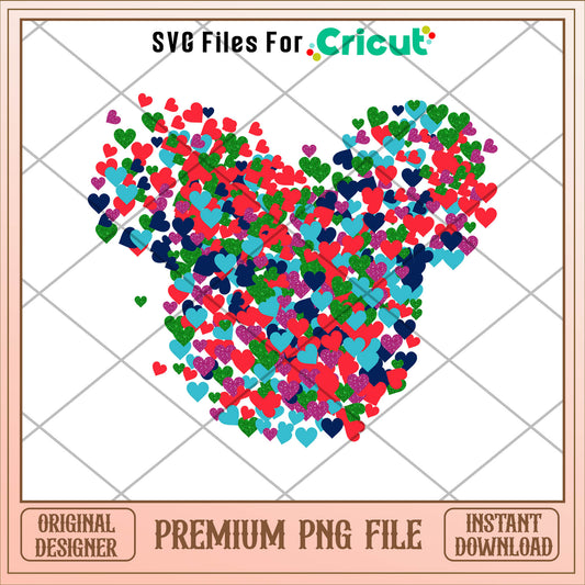 Mickey head heart shape png, mickey png, christmas png