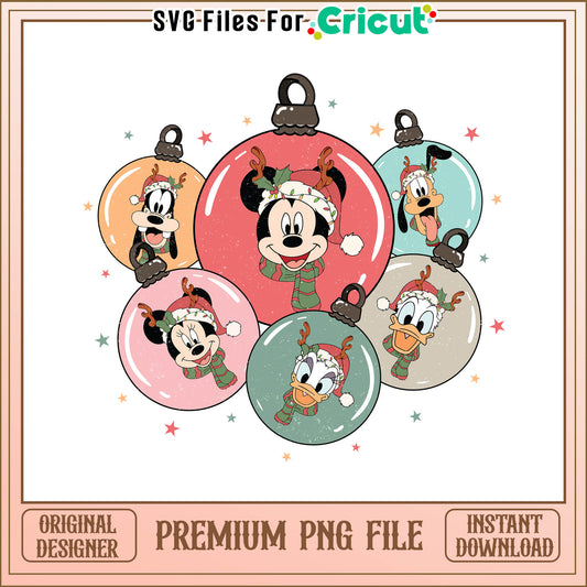 Mickey head in christmas ball png, mickey mouse and friends ball decor png