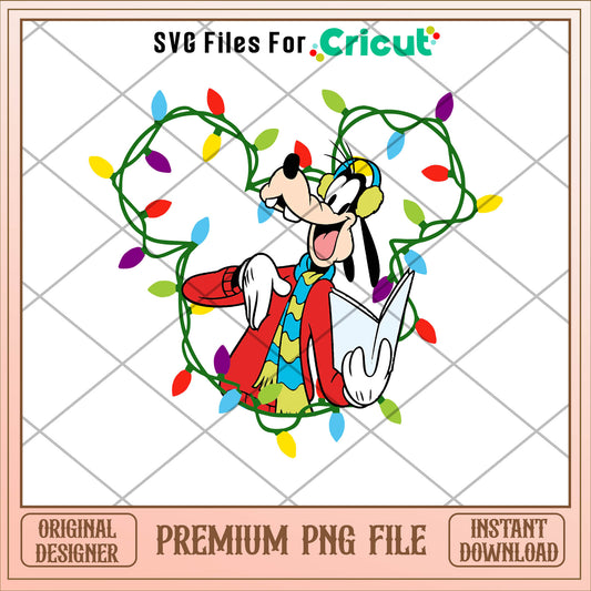 Mickey head light goofy png, mickey png, christmas png