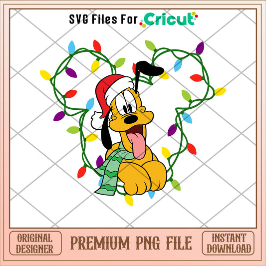 Mickey head light pluto dog png, mickey png, christmas png