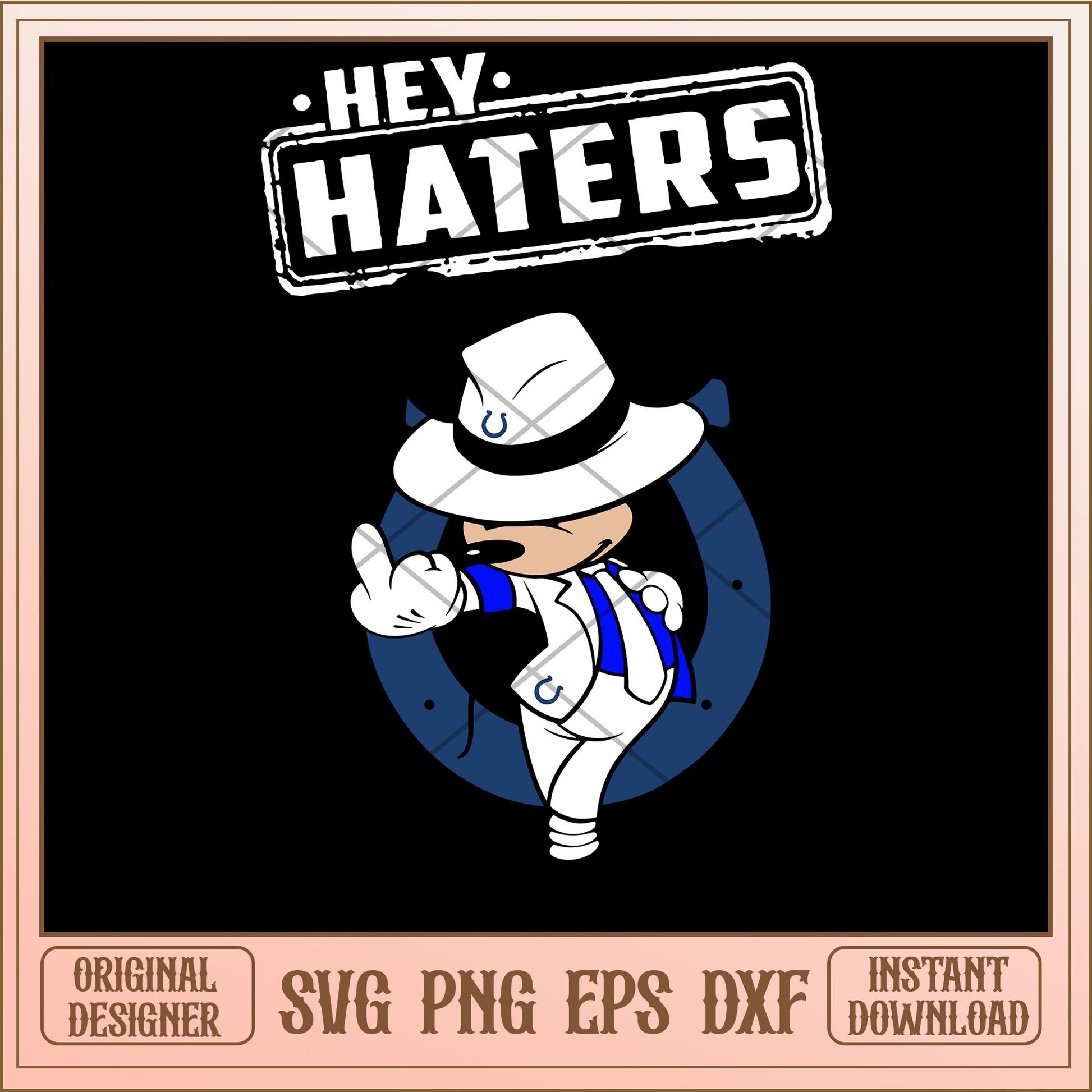 Mickey mouse Hey haters Colts svg, Disney characters svg, digital download