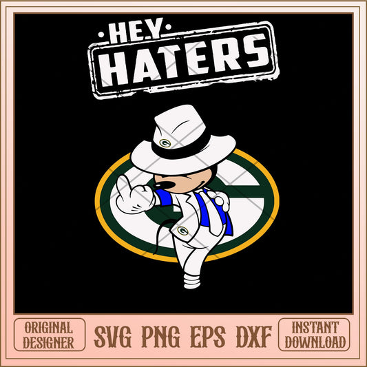 Mickey mouse Hey haters Packers svg, Disney characters svg, digital download