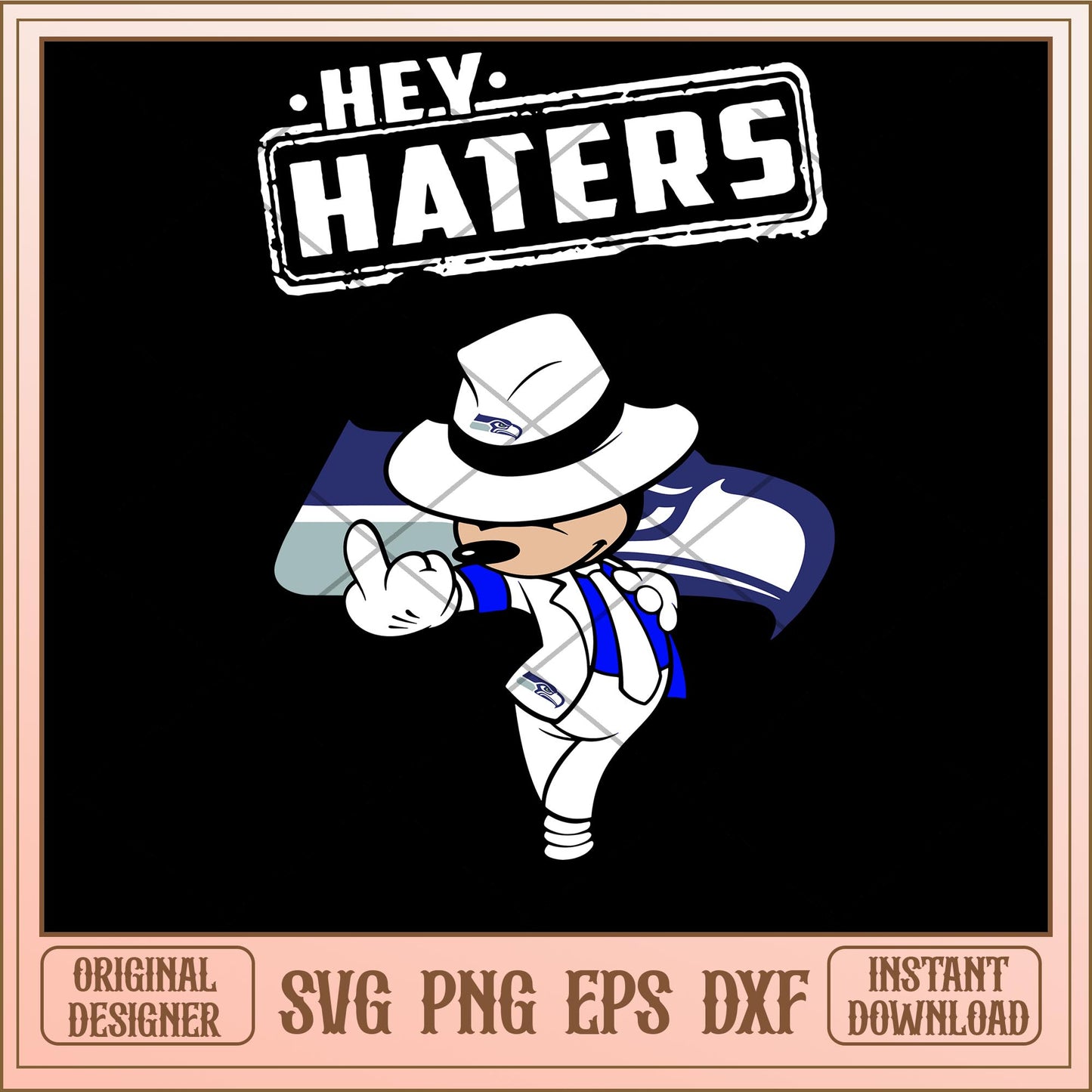 Mickey mouse Hey haters Seattle Seahawks svg, Disney characters svg, digital download