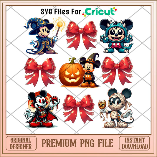 Mickey mouse and red bow png, mickey mouse png, halloween png