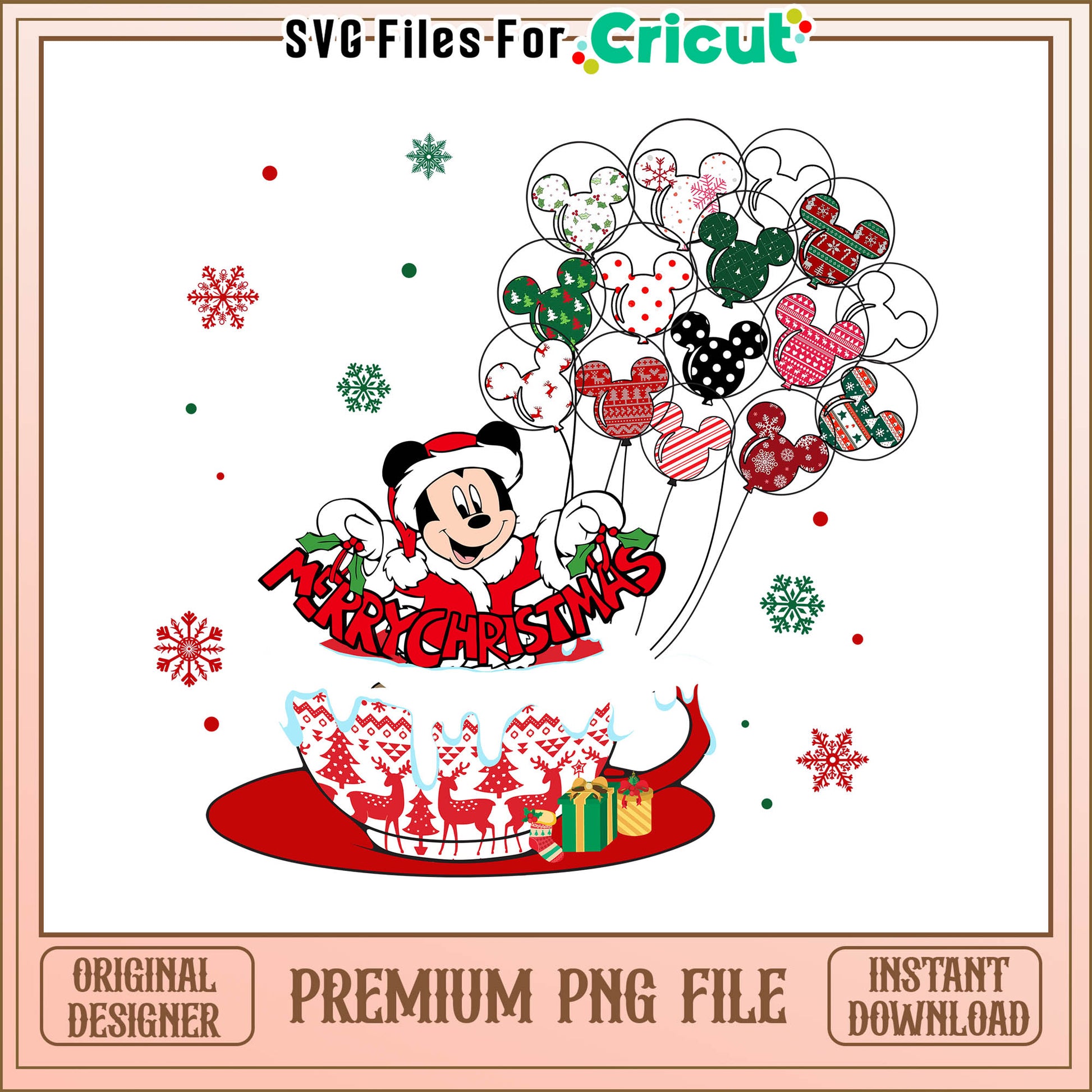 Mickey mouse cup balloon christmas png, mickey mouse cup png