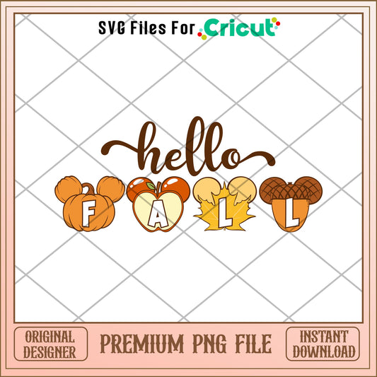 Mickey mouse hello fall png, mickey mouse png, halloween png