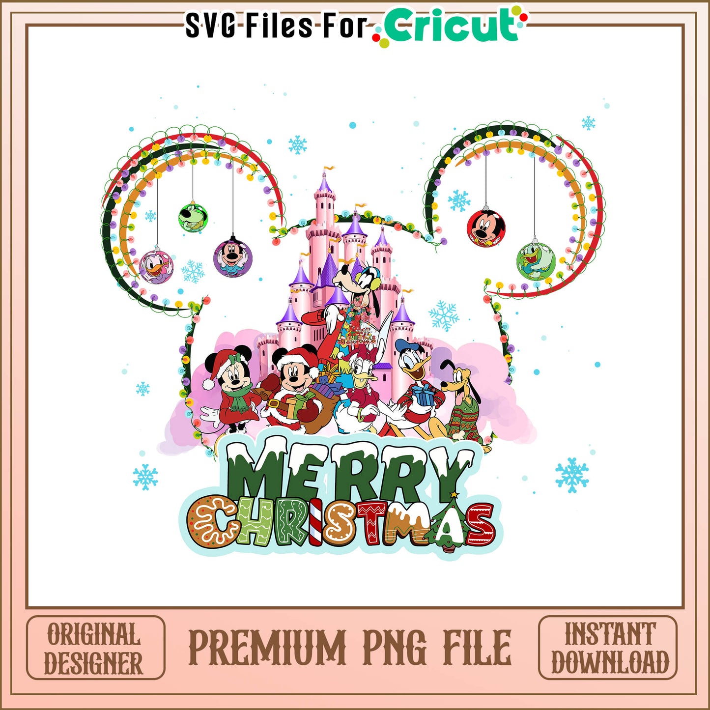 Mickey mouse merry christmas castle png, mickey mouse christmas png