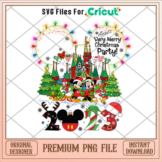 Mickey mouse very marry christmas party 2023 png, mickey png, christmas png
