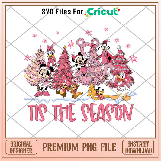 Mickey pink tis the season png, mickey png, christmas png