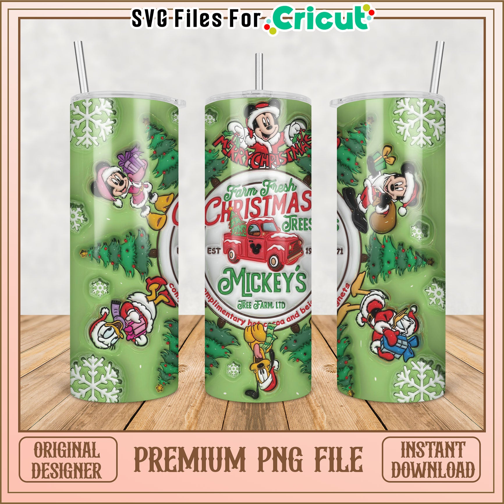 Mickey's Christmas Tumbler PNG Design for Cricut Instant Download