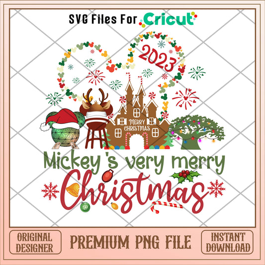 Mickey's very marry christmas 2023 png, mickey png, christmas png