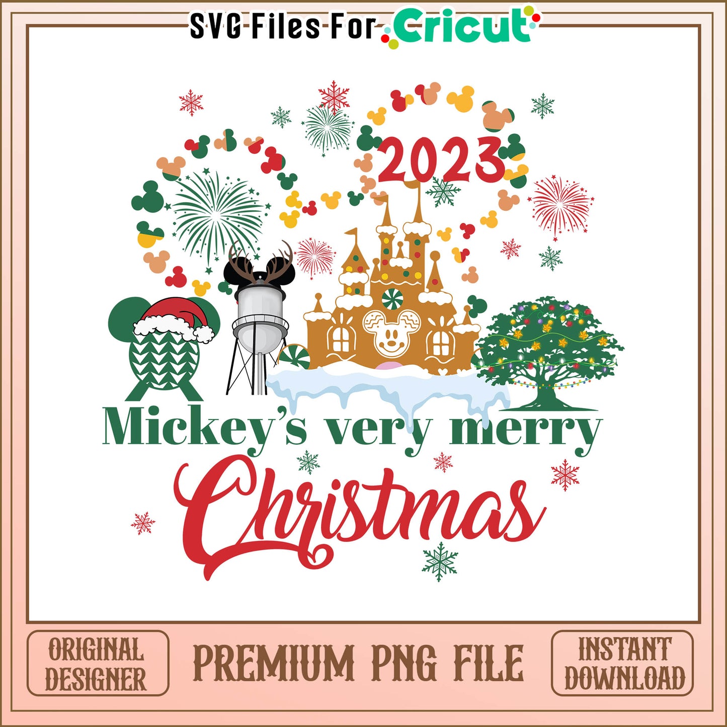Mickey's very merry christmas 2023 png, disney merry christmas png