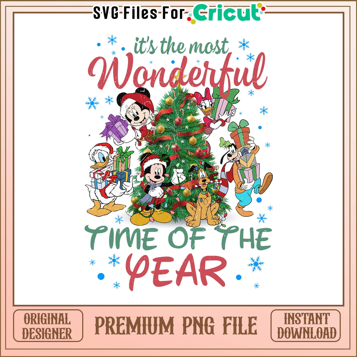 Mickey with friends next Christmas tree png, the most wonderful time of the year png
