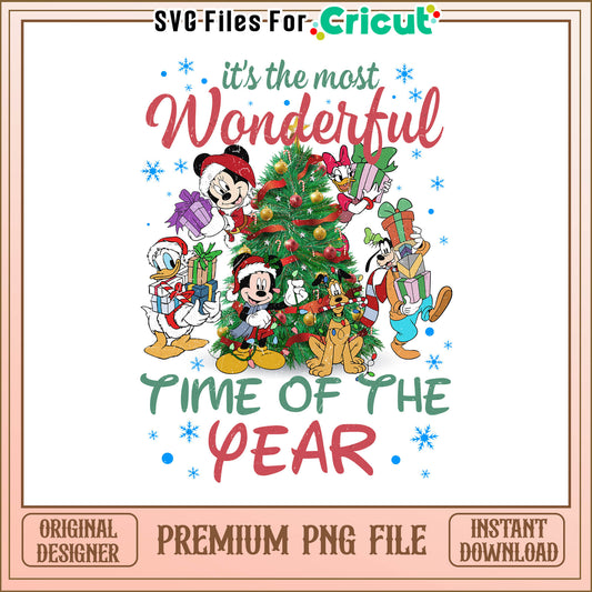 Mickey with friends next Christmas tree png, the most wonderful time of the year png