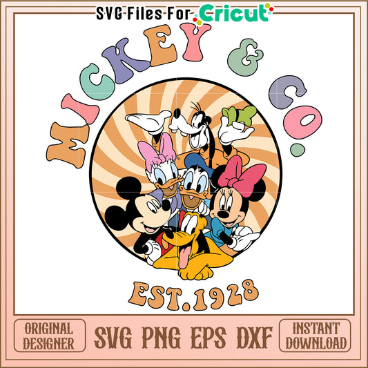 Mickey and Co Vintage SVG Design for Craft Projects and Decor