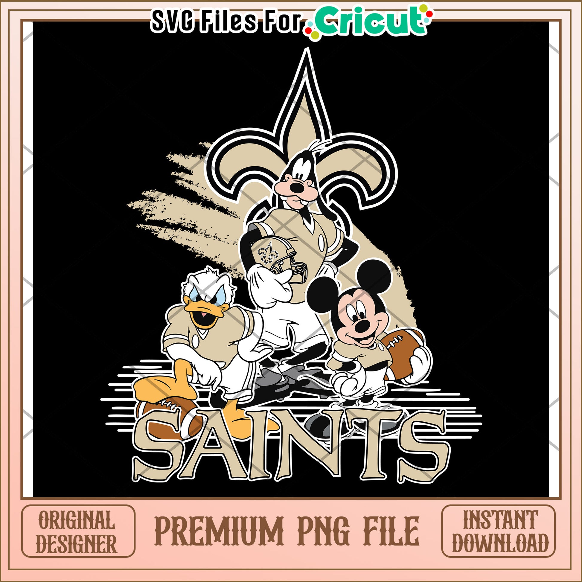 Mickey and Friends New Orleans Saints PNG Design, Instant Download File