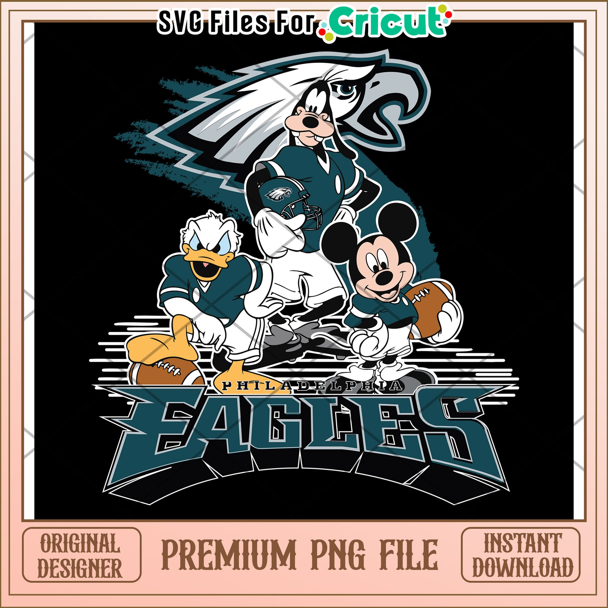 Mickey and Friends Philadelphia Eagles PNG Design, Instant Download