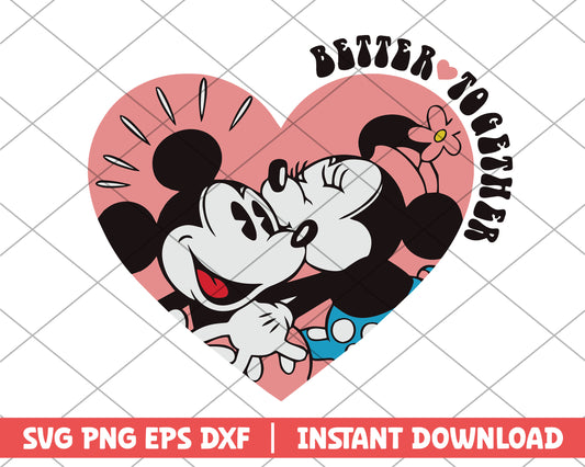 Mickey and Mini kiss  svg