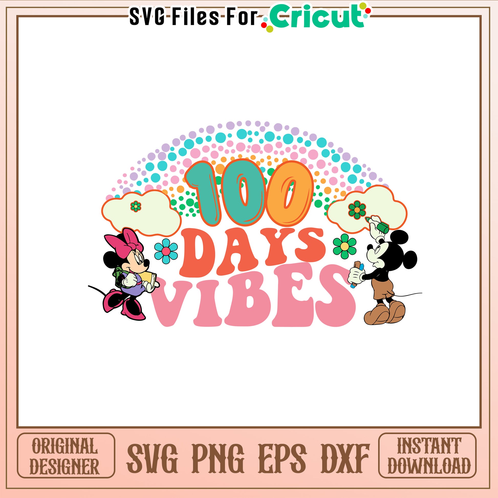 Mickey and Minnie 100 days vibes svg, disney school svg